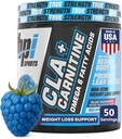 BPI Sports CLA + Carnitin - CLA L Carnitin & Linolsyre - L Carnitin supplement til vægttab, Metabolisme & Lean Muscle - Koffein fri - Blå Hindbær - 50 Servering - 12.34 oz