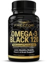 FREZZOR Omega 3 Black - Green Liped Mussel Oil Capsules, Made in New Zealand, UAF1000 +, No Fishy Aftersmage, 120 Greve (pakke med 1)