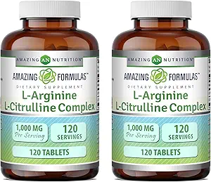 Amazing Formulas L- Arginin / L- Citrullin Complex 1000mg tabletter Supplement 124; Non- GMO Note 124; Gluten Free