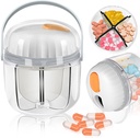 Pill Box, Pill Organizer til Rejser Cute Medicine Organizer NO- BPA Fugt Bevis Medicine Container til Vitaminer, Fiskeolier, Kosttilskud (hvid)