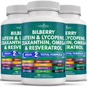 NEW AGE Eye Health Vitamin med Bilberry Lutein & Zeaxanthin Lycopene Resveratrol Grape Seed Extract Astaxanthin - Eye Vitamin - 180 Tæl