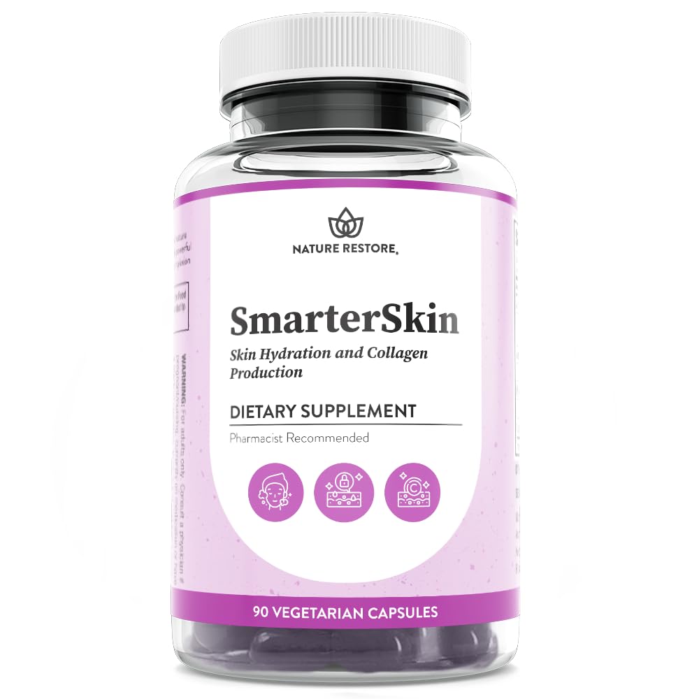 Smartere hud, nærende hud sundhed inden, Triple kombination af Polypodium Leucotomos ekstrakt, FloraGLO, Verbasnol, 60 Vegan kapsler
