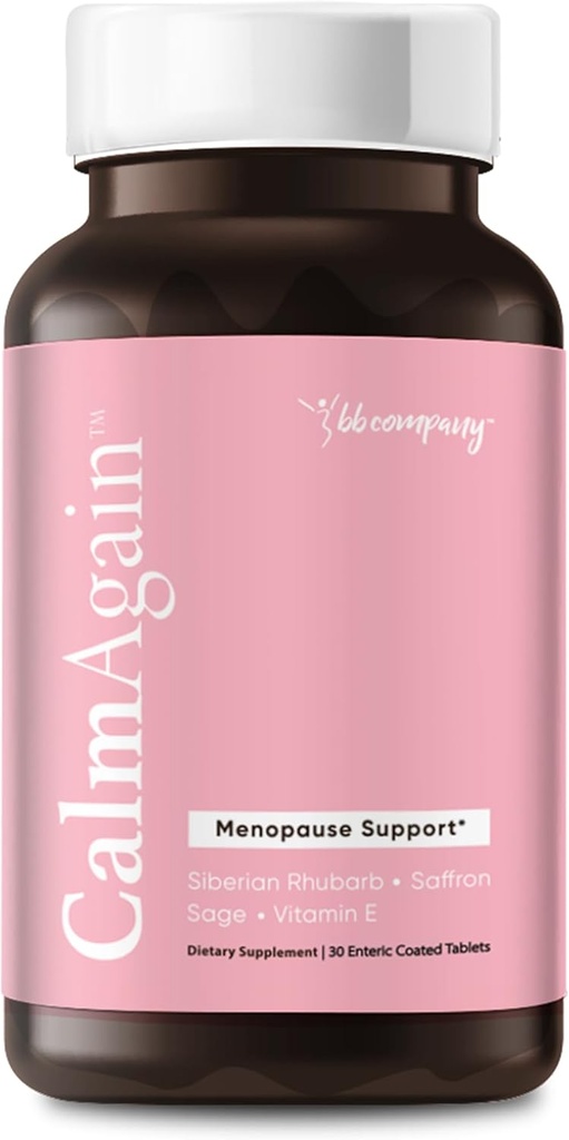 BB Company CalmAgain for Menopause Anxiousness, Mood Balance for Women, 124; Stay Calm, Lower Cortisol, Færre Mood Swings; 124; Sibirisk Rabarber, Sage, Saffron; Menopause Relief; 124; 30 Ct