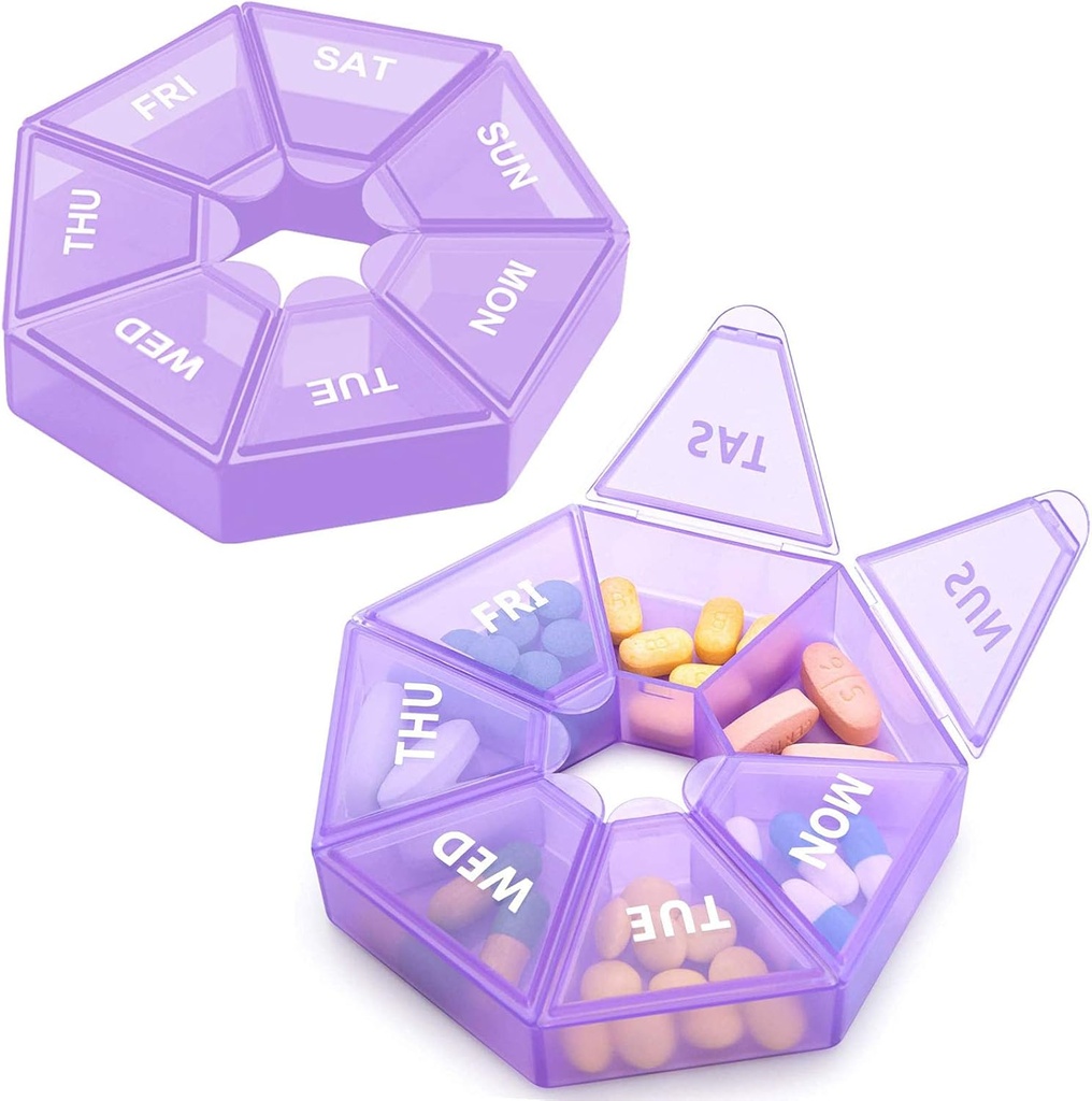 Ugentlig Pill Organizer Stor 7 dages Pill Box Organizer Daglig medicin sag for Vitamin Fish Oil Pills Kosttilskud Gigt Venlig