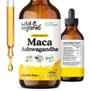 Wild & Organic Maca Root Ashwagandha Drops til mænd og kvinder - Flydende Maca Ashwagandha tillæg for samlet støtte - Peruvian Extract tinktur - Vegan, Sukker & Alkohol- Free - 4 fl oz