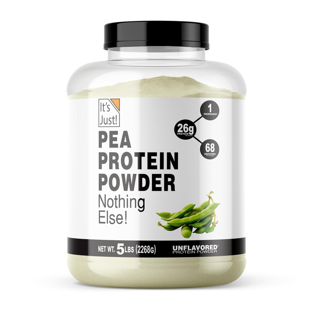Det er bare! - 100% Pea Protein, Vegansk Plantebaseret, Vokset i Canada, Premium Quality, Glat Texture, Gluten Free, Keto Friendly (5 Pound, Unflavored)