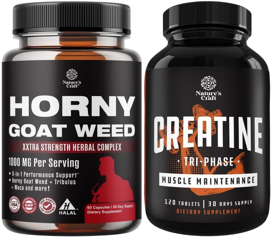 Bundle of Horny Geat Weed Extract Complex for mænd og kvinder Forbedret energi og Stamina og høj styrke Tri fase Creatinin piller - Optimal muskel Builder Kreatinine supplement til mænd og kvinder