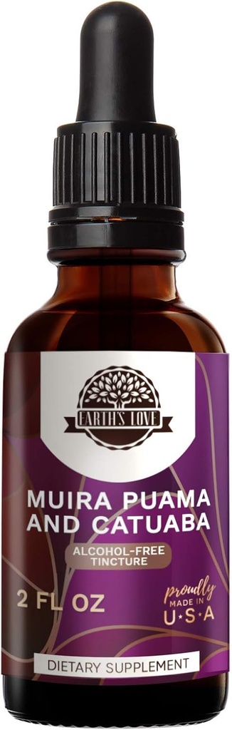 Jordens kærlighed - Muira Puama og Catuaba Alkohol- Free Herbal Extract Tinktur, Super- koncentreret (Ptychopetalum Olacoides og Tricilia catigua, Erythroxylum vacciniifolium) Tørrede urter (2 Fl Oz)