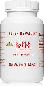 Sunshine Valley ® Super Inositol, vitamin B8 pulver Kosttilskud, Natural PCOS Fertilitet Supplement, Hormonal Balance & Sund Ovarie Function Support - 4 oz