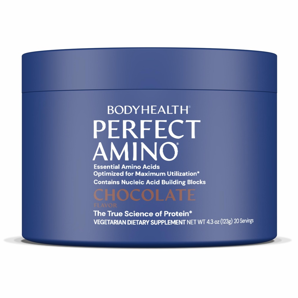BodyHealth PerfectAmino Powder - BCAA og EAA Powder til Pre and Post Workout - Amino Acid Energy Drikke for mænd og kvinder til at støtte Lean Muscle og inddrivelse - Chokolade - 20 Servere