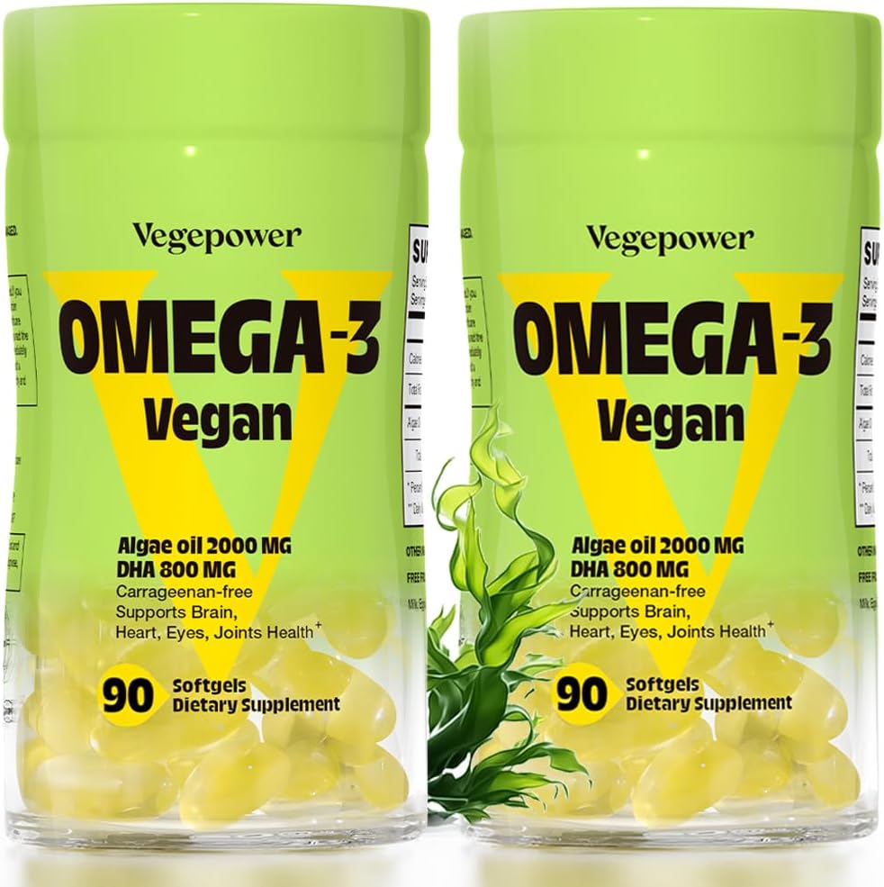 Vegan Omega-3 DHA Kosttilskud - Premium Fish Oil Alternative fra Algae Oil Note 124; 90 Carrageenan Free Softels