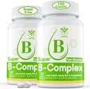 Sugar Free Vitamin B Complex med methyl B12, MethylFolate, B6, B1, B2, B3, hurtig opløsning Meget biotilgængelig Methylerede B Complex supplement til energiniveauer, Neurale system, Vegan, 180 tabletter