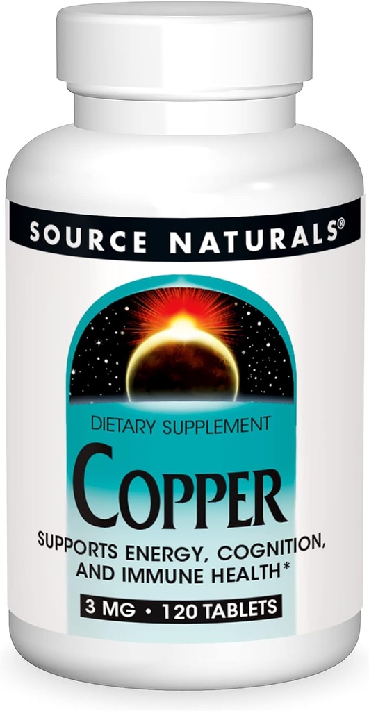Source Naurals Copper, Supports Energy, Cognition, and Immune Health*, 3 mg - 120 Tablets