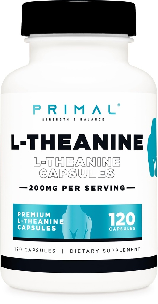 Primal L- Theanine kapsler (120 Servering, 200mg Per Servering) - ikke-GMO, Gluten fri