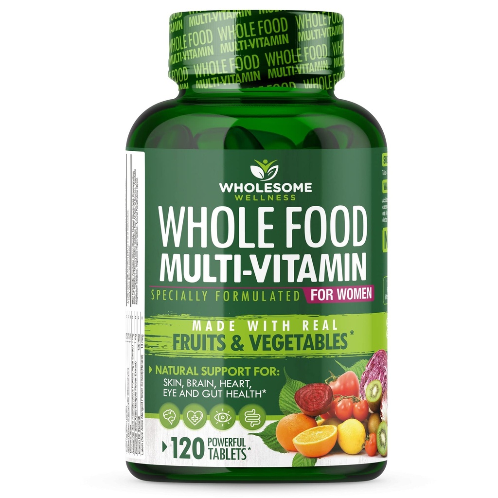 Grossic Wellness Wellness Whole Food Multivitamin for Women - Natural Multi Vitamin, Minerals, Organic Extracts - 120 tabletter