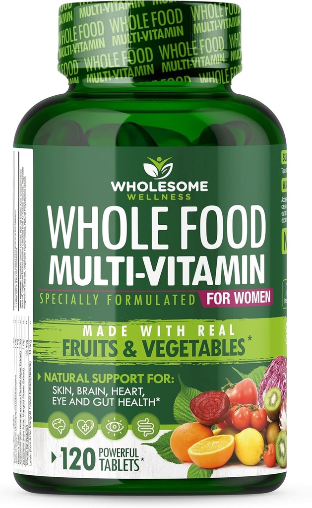 Grossic Wellness Wellness Whole Food Multivitamin for Women - Natural Multi Vitamin, Minerals, Organic Extracts - 120 tabletter