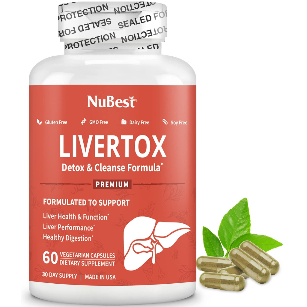 LiverTox - Avanceret lever Detox & Rense Formel - Urte leverstøtte med mælk tidsel, gurkemeje, Artiskok, Mælkebøtte, Mælkebøtte, Beet & Zink Hjælper leverfunktionen & fordøjelsesbesvær 124; 60 Veganske kapsler