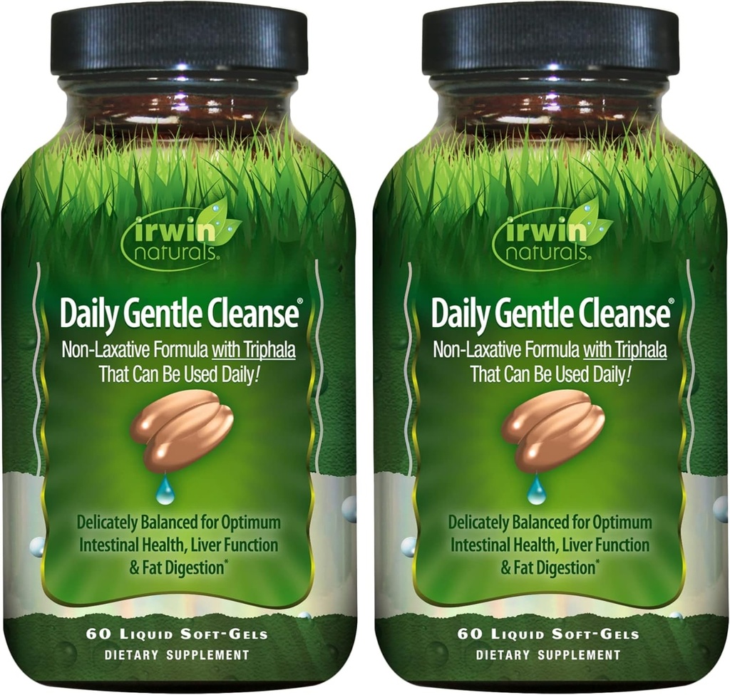 Irwin Naturals Daily Gentle Cleanse - 60 Flydende Soft- Gels, pakke med 2 - Ikke-Laxative Formel med Triphala