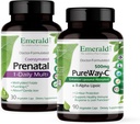 Emerald Labs Bundle med prenatal 1- Daily Multi (60 Veg Caps) & PureWay- C (90 Veg Caps) - Prenatal Multivitamin med methyleret folat, jern & mere * - C-vitamin tillæg med R- Alpha Lipoic Acid *
