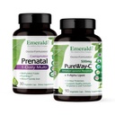 Emerald Labs Bundle med prenatal 1- Daily Multi (60 Veg Caps) & PureWay- C (90 Veg Caps) - Prenatal Multivitamin med methyleret folat, jern & mere * - C-vitamin tillæg med R- Alpha Lipoic Acid *
