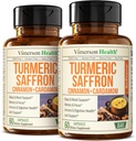 Saffron Kosttilskud - 89mg Saffron Extract og 1000mg Tumerisk Blend - Gurkemeje Tillæg med Ceylon Cinnamon og Cardamom for Mood, Memory & Eye Health - Fælles Kosttilskud til kvinder og mænd - 2 Pack
