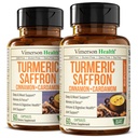 Saffron Kosttilskud - 89mg Saffron Extract og 1000mg Tumerisk Blend - Gurkemeje Tillæg med Ceylon Cinnamon og Cardamom for Mood, Memory & Eye Health - Fælles Kosttilskud til kvinder og mænd - 2 Pack