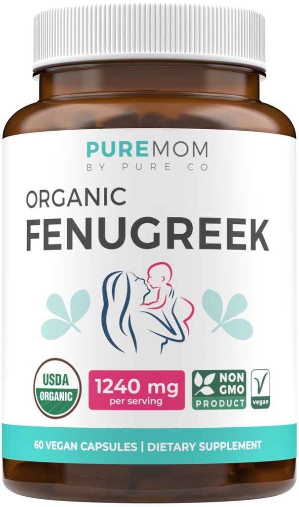USDA Organic Fenugreek Capsules for Women - Effektiv Amning Supplement for Øget Breast Milk Supply - Urte Amning Support for Mothers - Gluten Free - 60 Vegan Capsules (Ingen piller)