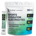 Dr. Berg Sports Hydration Electrolytes Powder w / More Salt (Pink Himalayan) - 30 Keto Electrolytes Powder Packets w / a Delicious Salty Raspberry & Lemon Flavor - Inkluderer 1.000mg kalium