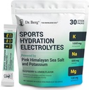 Dr. Berg Sports Hydration Electrolytes Powder w / More Salt (Pink Himalayan) - 30 Keto Electrolytes Powder Packets w / a Delicious Salty Raspberry & Lemon Flavor - Inkluderer 1.000mg kalium