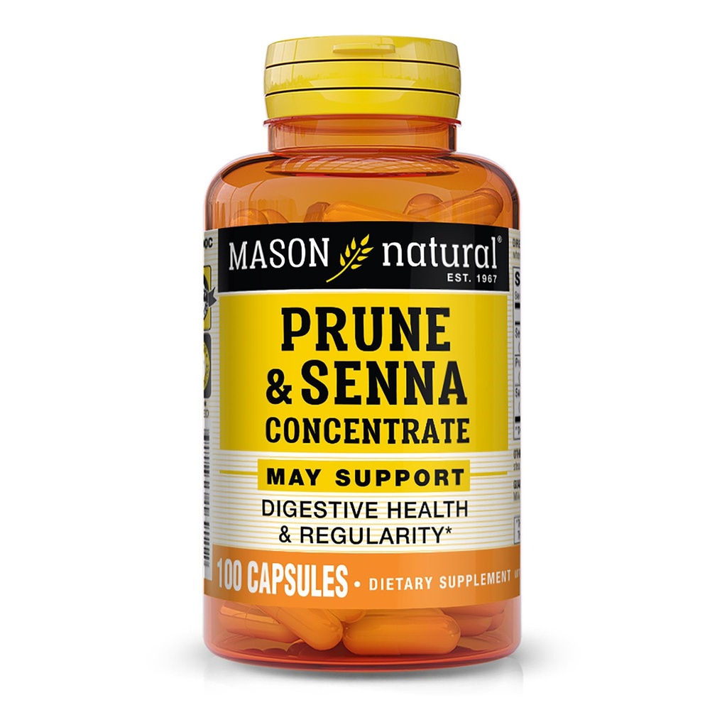 MASON NATURAL Prune Senna Koncentrat, Naturlig vegetabilsk lakering for regelmæssighed og understøtter tarm & fordøjelsesfunktioner, 100 kapsler