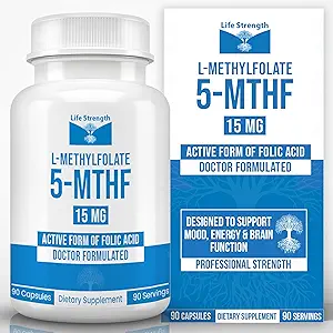 L-Methylfolate 15 MG, Optimized & Highly Bioactive Methyl Folate, 5-MTHF Supplement for Mood and Immune Support, Natural Diet Supplement for Energy, Non-GMO & Gluten-Free, 90 Capsules