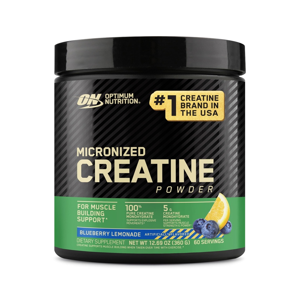 Optimum Nutrition Mikroniseret Creatin monohydrat pulver, blåbær Lemonade Creatin, 60 Servering, 360 Bedste (Packaging May Vary)