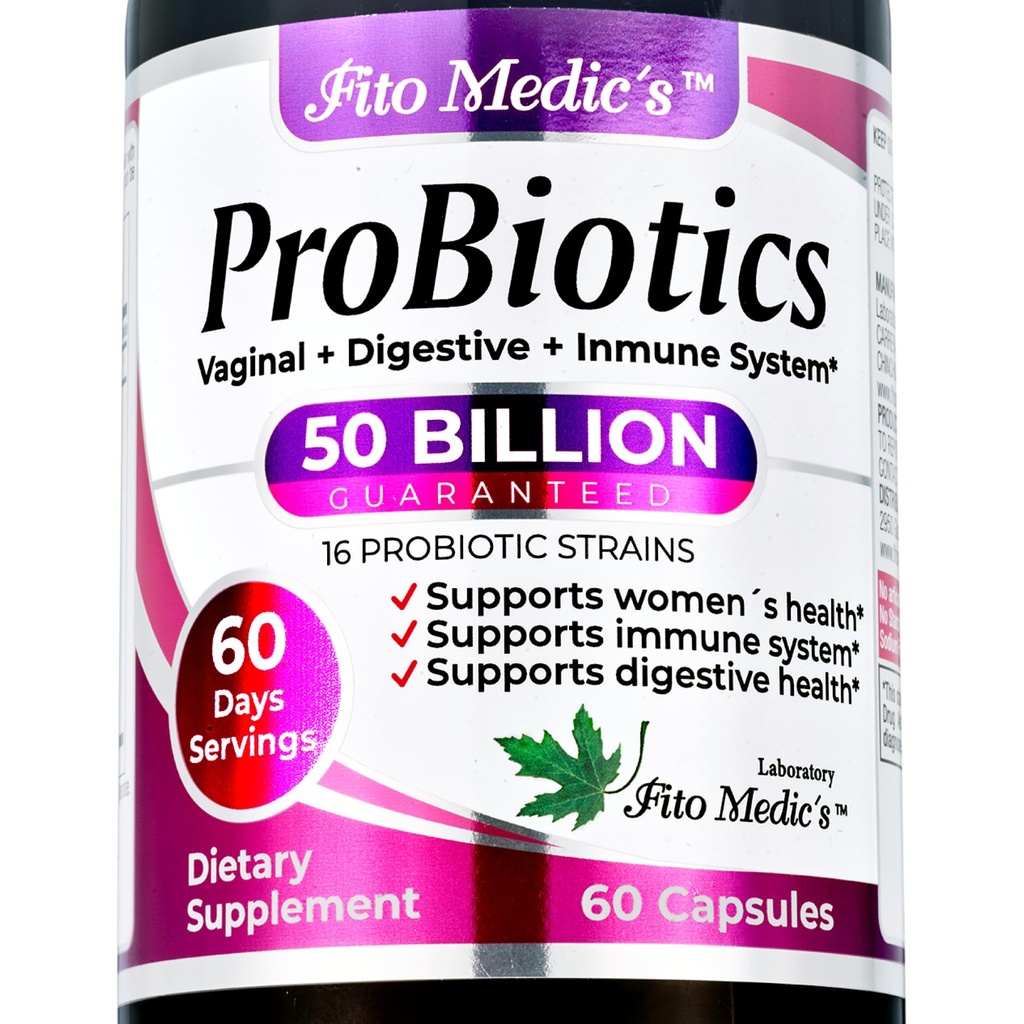 FITO MEDIC 'S Lab - Probiotika til kvinder - 50 milliarder CFU af - probiotika - 60 dages servering s - probiotika til fordøjelsessygdomme - 16 - probiotika - Blend. Fremmer fordøjelsesbalance.