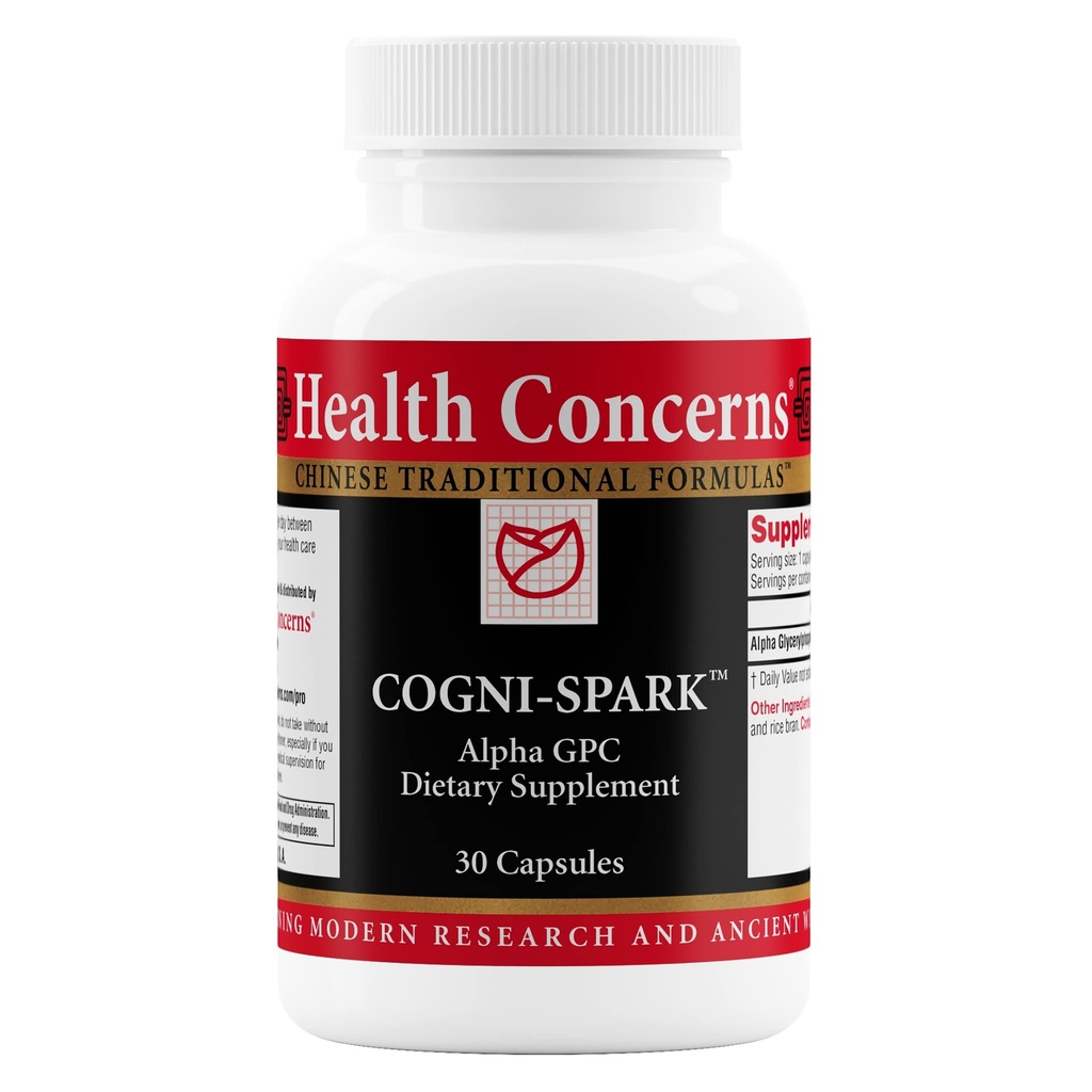 Sundhed Bekymringer Cogni- Spark - Brain Support for Memory, Fokus og Mental Klarhed - Alpha- GPC Cholin Supplement for Cognition, Nerve Funktion & Longevity - Kognitiv Health Formel - 30 kapsler