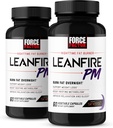 Kraftfaktor LeanFire PM, vægttab piller til kvinder og mænd, Fat Burner og Overnight vægttab piller til at brænde fedt, Boost Metabolisme, med Melatonin, 60 Greve (pakke med 2)