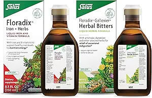 Floradix by Salus Gallexier Herbal Bitters (8.5 oz) & Iron & Herbs (8.5 oz) Bundle - Herbal Bitter til fordøjelsesstøtte * - Iron Supplement til sund energistøtte *