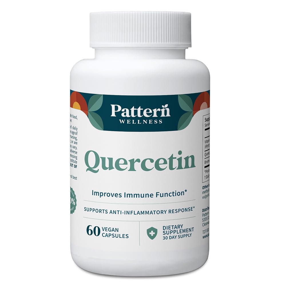 Mønster Wellness Quercetin tillæg med bromelain - immunfunktion og cellulær helbredskontrol - Antioxidant & hele kroppen Wellness - 60 Veganske kapsler