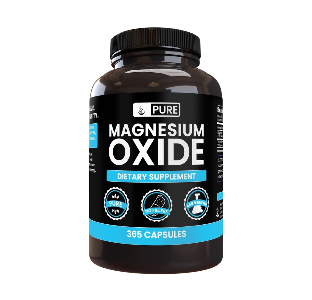 Pure Original Ingredients Magnesium Oxide No Magnesium or Rice Fillers, Altid Pure, Lab Verified (365 kapsler)
