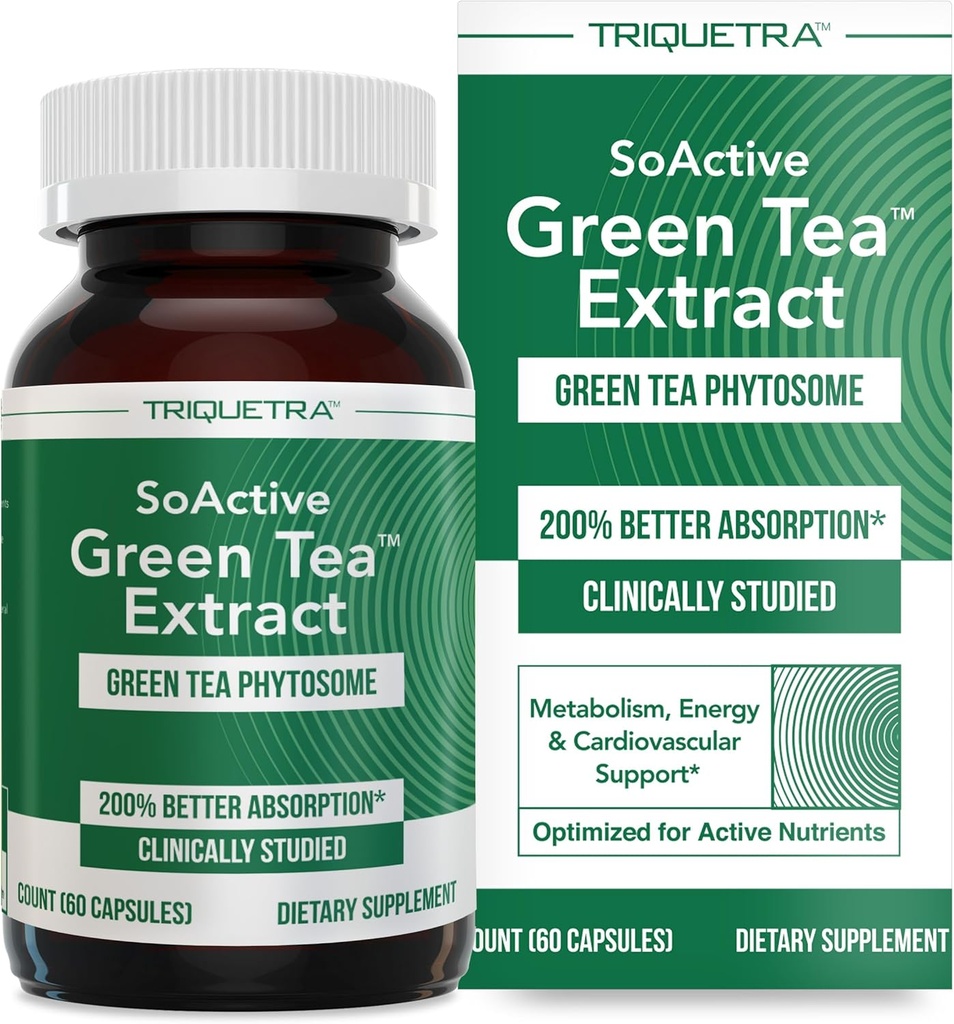 SoActive Green Tea ™ Extract - Klinisk undersøgt Green Tea Phytosome - Op til 200% bedre Absorption & Biotilgængelighed - Klinisk valideret dosis - Understøtter Metabolisme & Vægt Management - 60 Caps