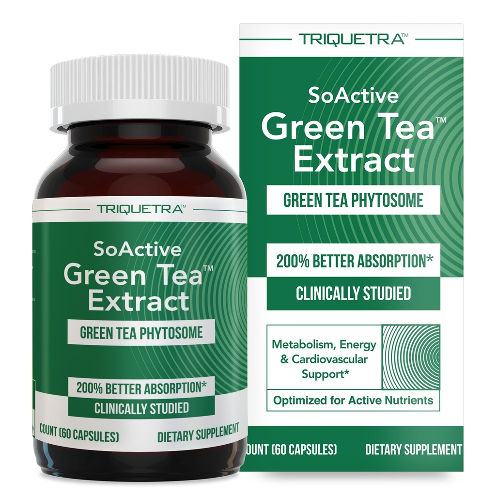 SoActive Green Tea ™ Extract - Klinisk undersøgt Green Tea Phytosome - Op til 200% bedre Absorption & Biotilgængelighed - Klinisk valideret dosis - Understøtter Metabolisme & Vægt Management - 60 Caps