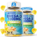 Vegan Omega-3 Gummies 1000mg + gurkemeje - Omega 3 Fiskeolie Alternativ for voksne - Alger DHA 600mg & EPA 300mg, Vitaminer A, C, E, Zink & MSM, Sugar Free, 120 Cts