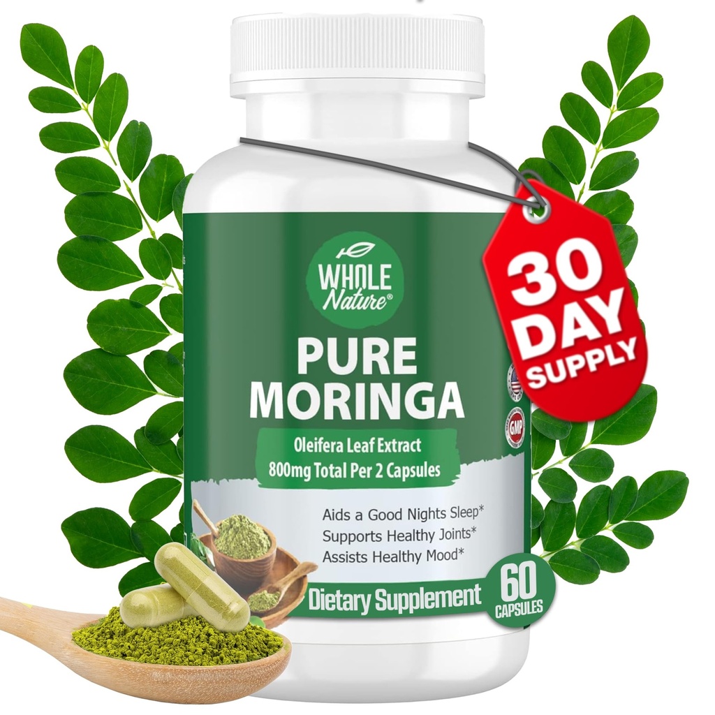 Moringa kapsler, 800mg Organic Moringa Oleifera blade Powder Superfood Green Pure Moringa piller er A Vegan, Non- GMO energi stigning og holde sundt supplement