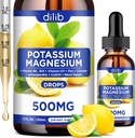 Kalium Magnesium Citrate Supplement, Flydende Magnesium Citrate Drops 500mg med Ashwagandha, Calcium, Zink, D3- vitamin, B6, B12, CoQ10 - Vegan 2 fl oz Lemon Flavor