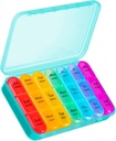 Asprink 3 gange om dagen Pill Organizer - Stor 7 dages medicinkasse, Travel Pill Case, Vitamin & Medicin