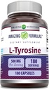 Amazing Formulas L- Tyrosine Amino Acid Supplement- 124; 500 Mg per servering - 124; 180 Kapsler - 124; Non- GMO - 124; Gluten- fri - 124; Fremstillet i USA
