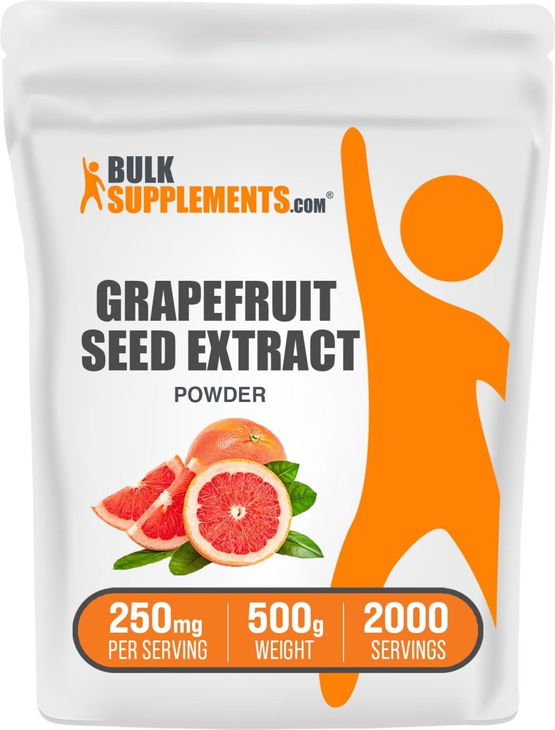 BulkSupplements.com Grapefrugt Seed Extract Powder - Grapefrugt Seed Supplements, Antioxidant Source - Herbal Supplement, Gluten Free, 250mg per Serving, 500g (1.1 lbs) (Pack of 1)