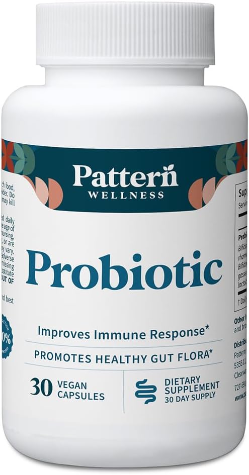 Mønster Wellness Probiotic Supplement - 51 Millioner CFU - Understøtter fordøjelsesbalance & Gut Wellness - Mindfully Sourced, Non- GMO - 30 Veganske kapsler