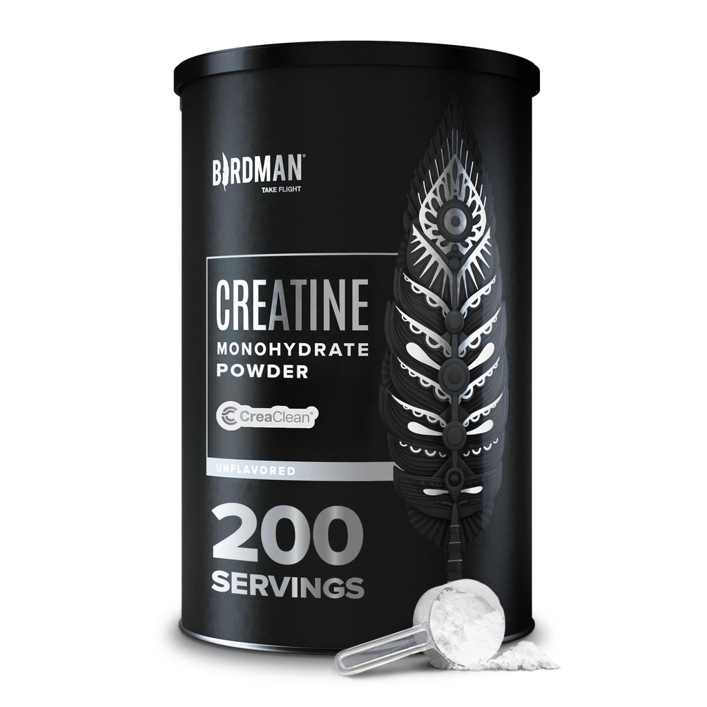 BIRDMAN Mikroniseret Creatin monohydrat pulver, Muscle Recovery, Koffein fri, Creatin Pre Workout, Vegan, Post workout, Gluten fri, Sukker fri Budd124; 200 Servere (5 Bedste Hver)