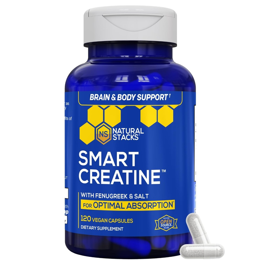 Creatinmonohydrat - 2500mg Creatinin Pills - 450mg Fenugreek Extract & 250mg Himalayan Pink Salt - understøtter hjernesundhed, Endurance & Muscle Building - Advanced Absorption Formel - 120 Kapsler