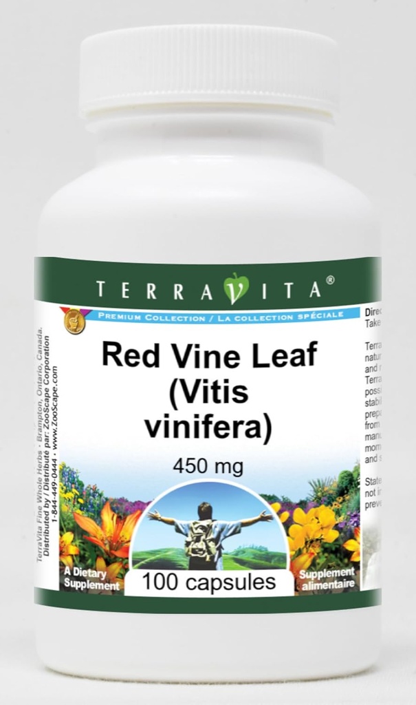 Red Vin Leaf (Vitis vinifera) - 450 mg (100 kapsler, ZIN: 511411)